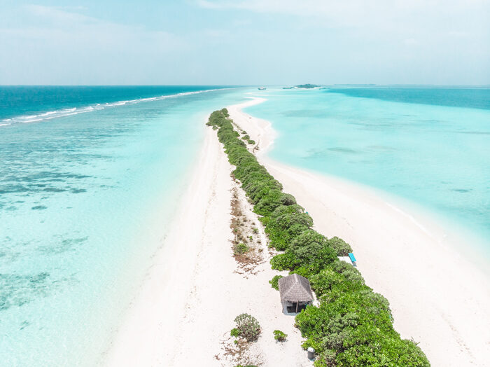 Sandbank von oben, Malediven